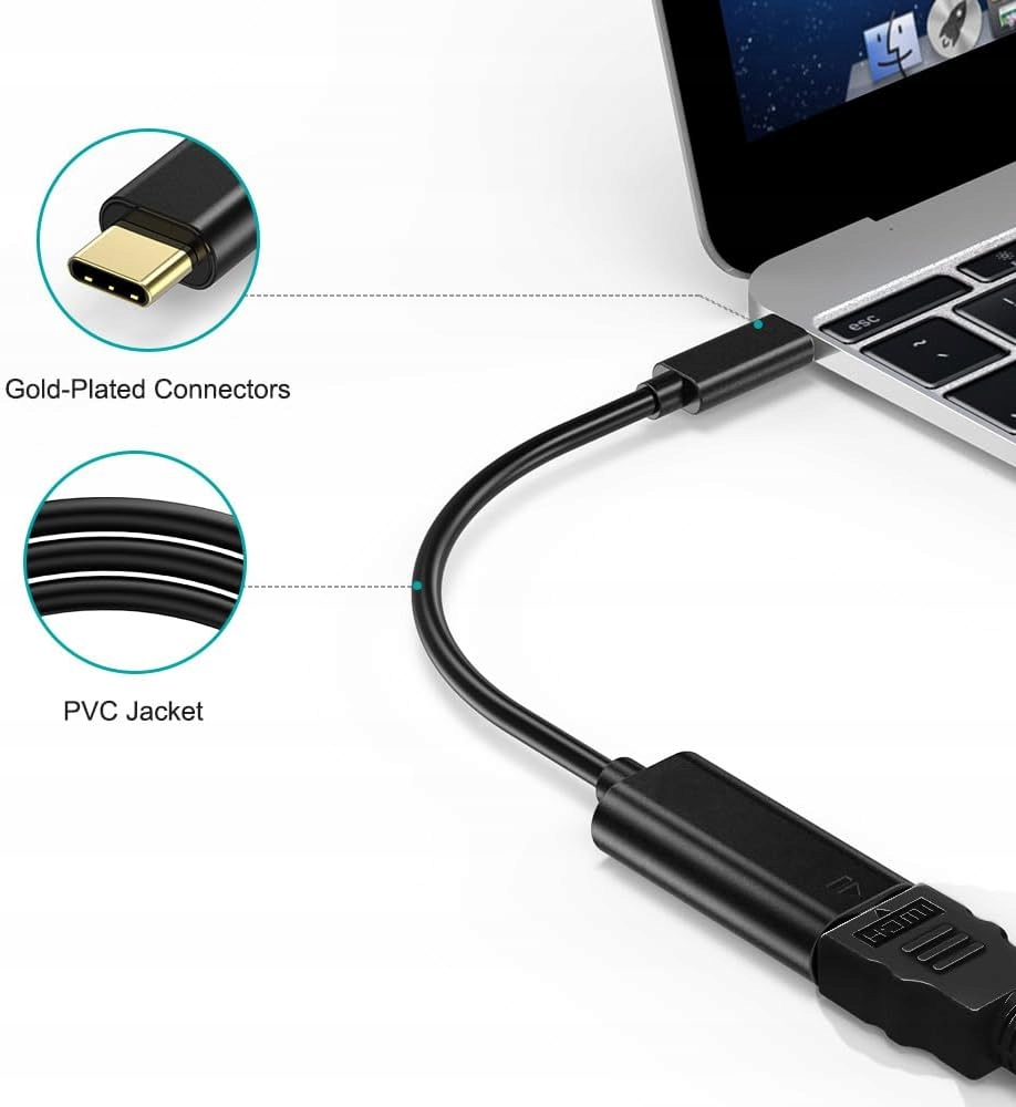 Adapter USB C na HDMI 4K iPhone 15Pro/Max MacBook iPad Pro Samsung DEX - obrazek 3