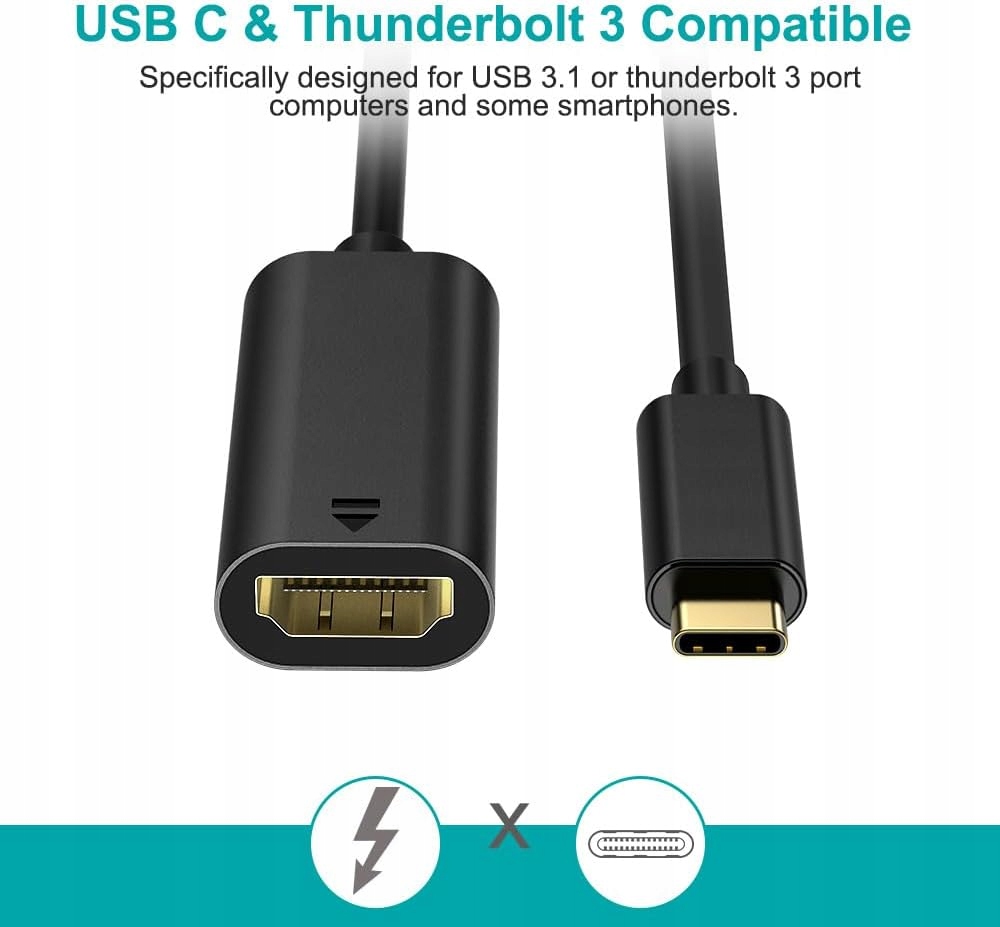 Adapter USB C na HDMI 4K iPhone 15Pro/Max MacBook iPad Pro Samsung DEX - obrazek 8