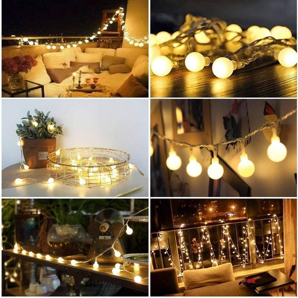 GIRLANDA OGRODOWA ŁAŃCUCH ŚWIETLNY 60 LED MLECZNE kulki 7m 8 trybów - obrazek 6