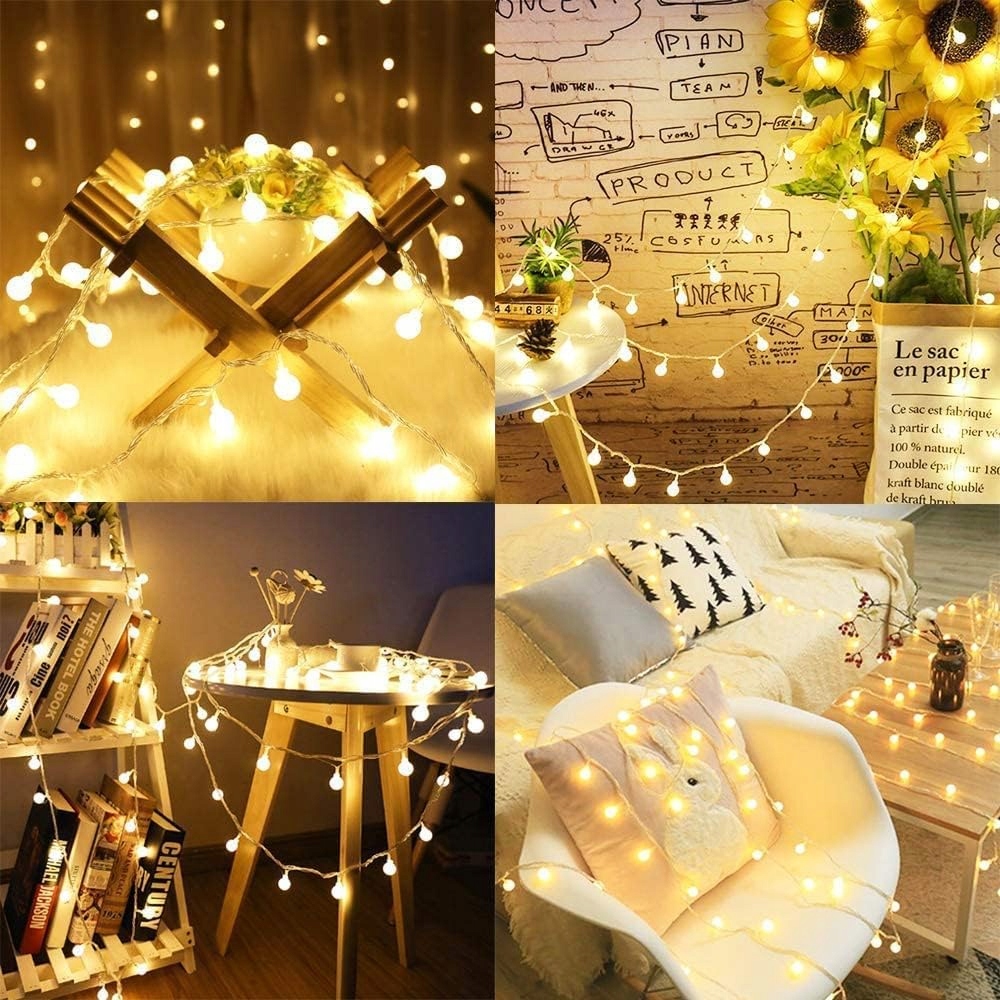 GIRLANDA OGRODOWA ŁAŃCUCH ŚWIETLNY 60 LED MLECZNE kulki 7m 8 trybów - obrazek 7