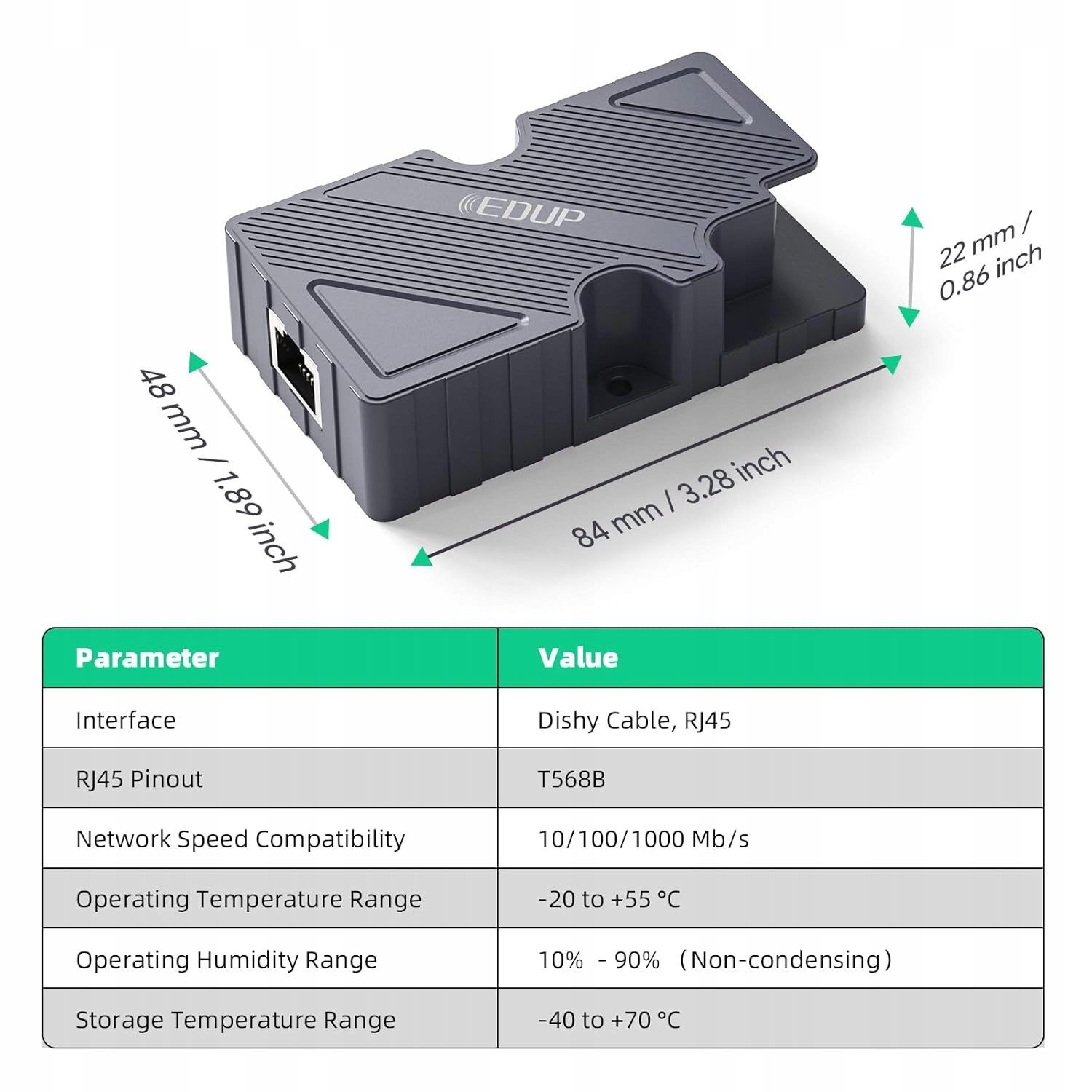 Konwerter Adapter POE 1GB Kabla Dishy V2 Starlink na RJ45 EDUP EP-TR9605 - obrazek 8