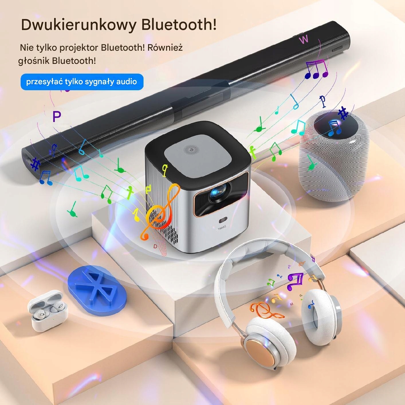 Projektor YUZINO AK-26 RZUTNIK 1080P FHD 4000lm 16:9 GŁOŚNIKI BLUETOOTH 5G - obrazek 5