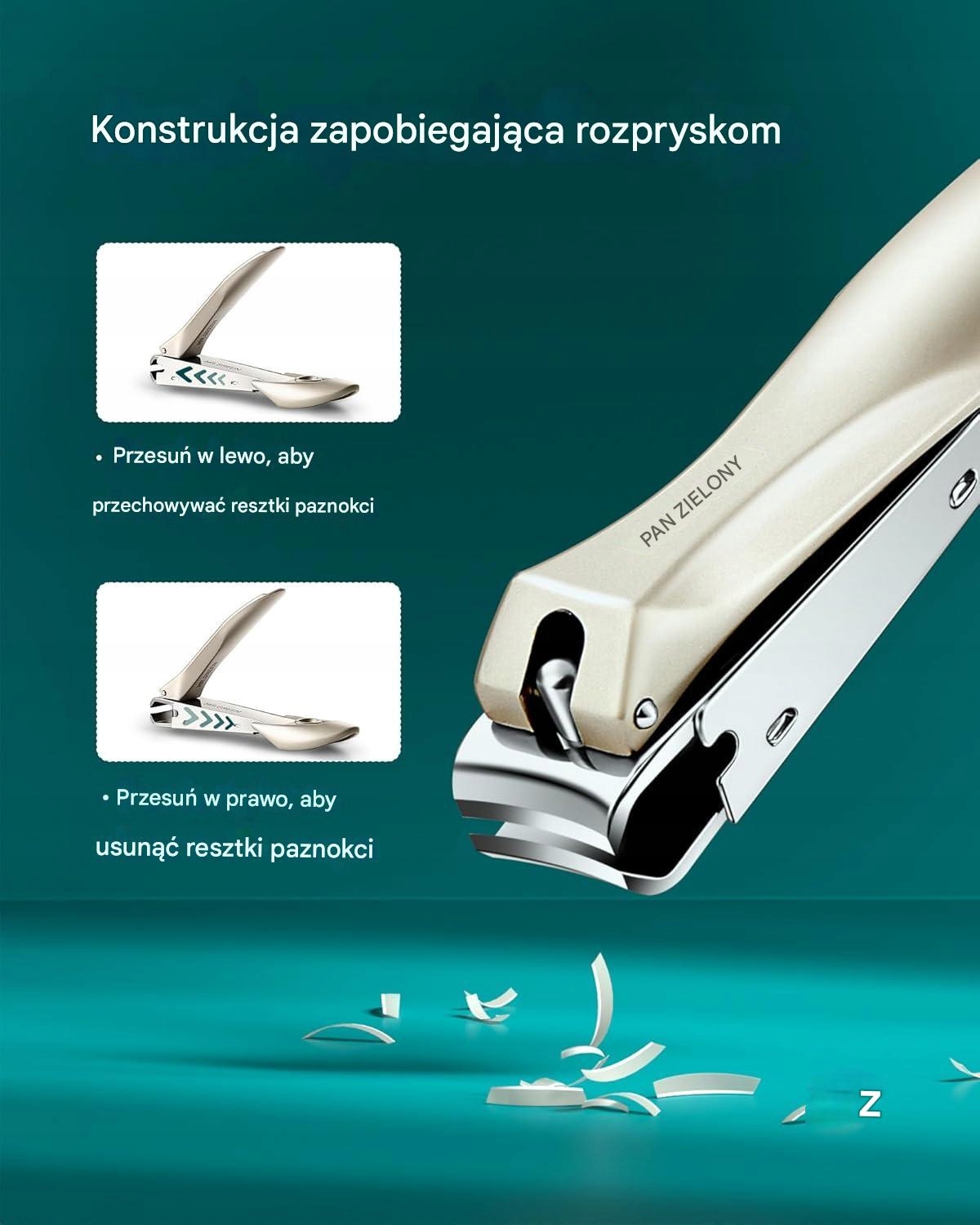 Obcinaczka do paznokci zestaw 3w1 MR. GREEN pilnik nano PROFESJONALNY - obrazek 3