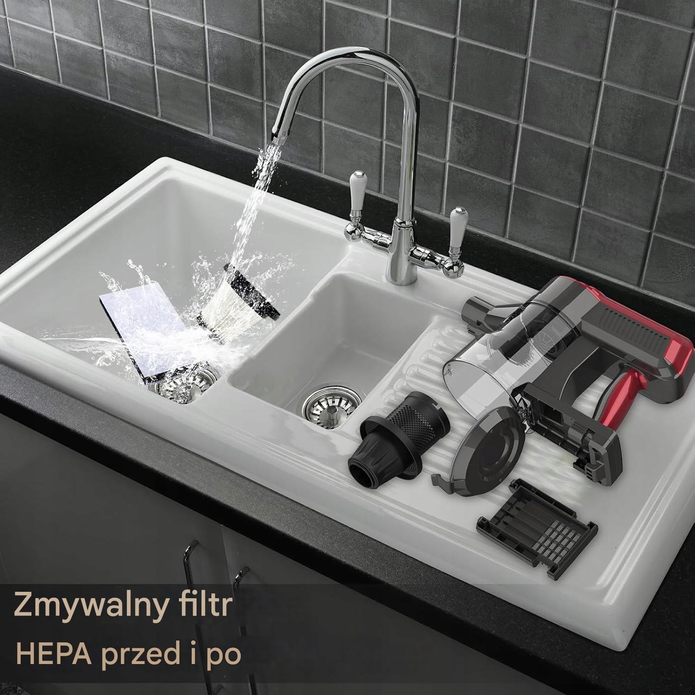 ODKURZACZ BEZPRZEWODOWY PIONOWY AKUMULATOROWY Akitas V10 30V 450W 3w1 - obrazek 6
