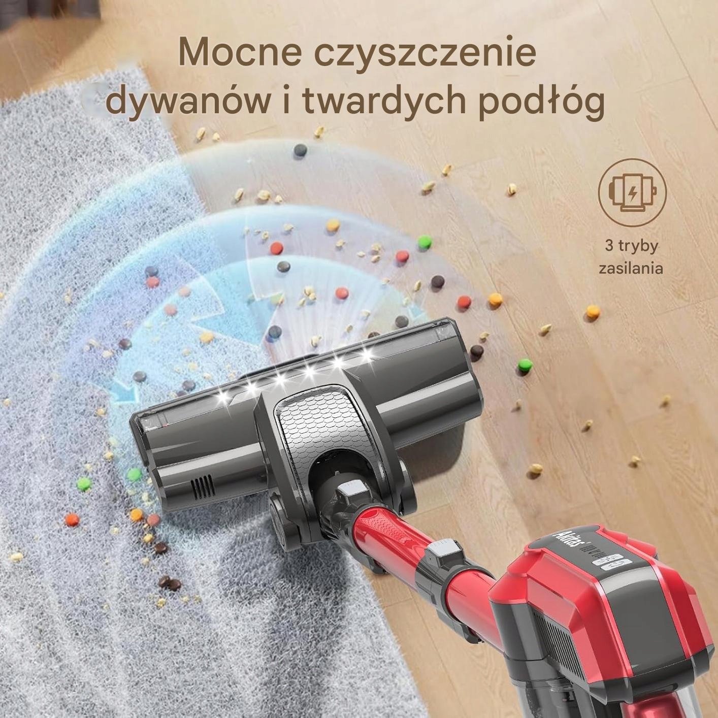 ODKURZACZ BEZPRZEWODOWY PIONOWY AKUMULATOROWY Akitas V10 30V 450W 3w1 - obrazek 7