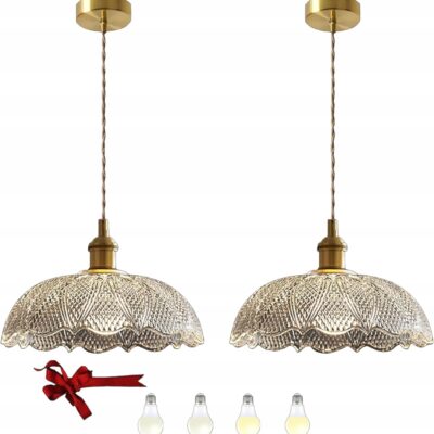 LAMPA x2 SZKLANA WISZĄCA KRYSZTAŁOWA NOWOCZESNA LED Bravsekai + 2 ŻARÓWKI