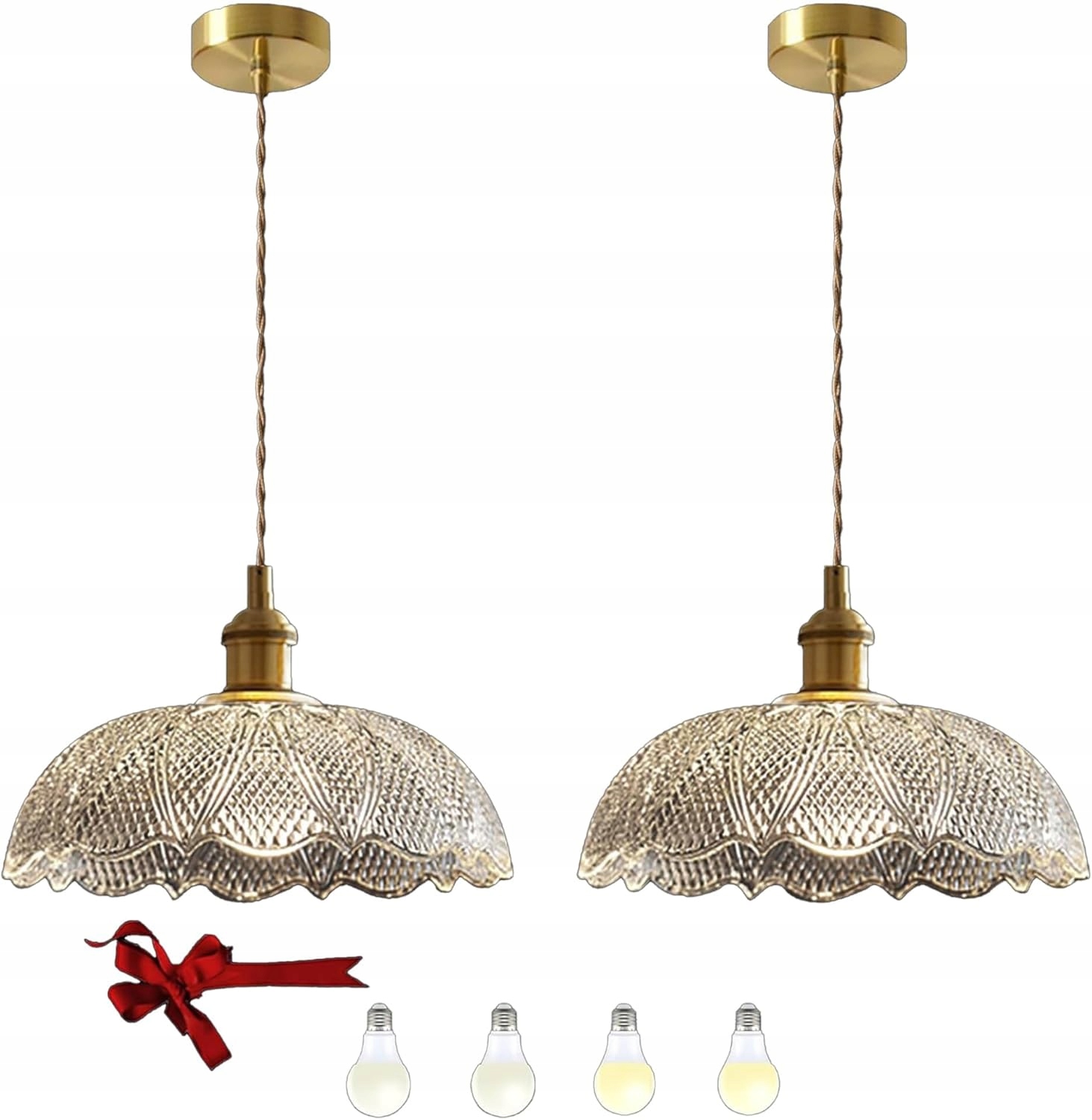 LAMPA x2 SZKLANA WISZĄCA KRYSZTAŁOWA NOWOCZESNA LED Bravsekai + 2 ŻARÓWKI
