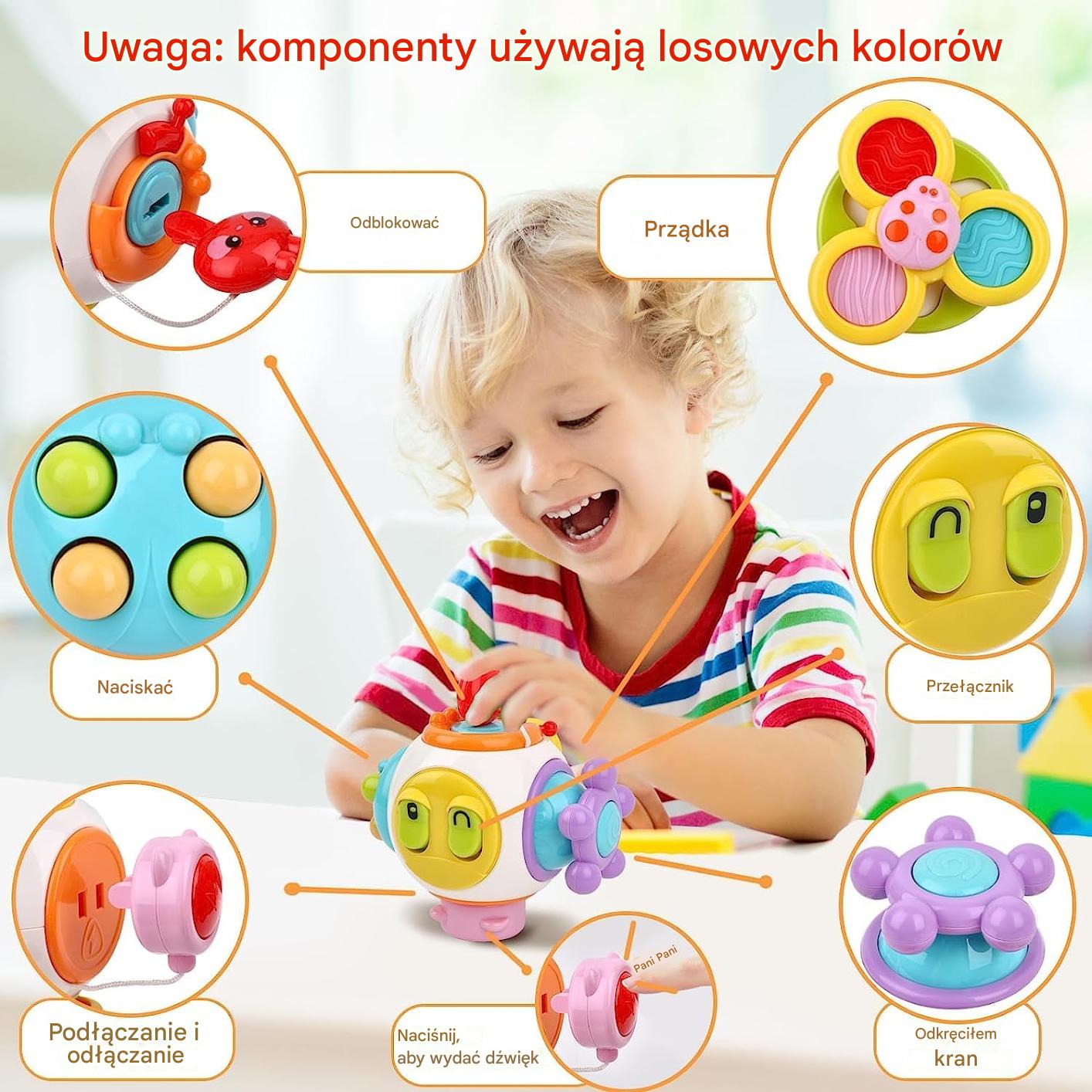KOSTKA SENSORYCZNA EDUKACYJNA MANIPULACYJNA MONTESSORI 6w1 - obrazek 3