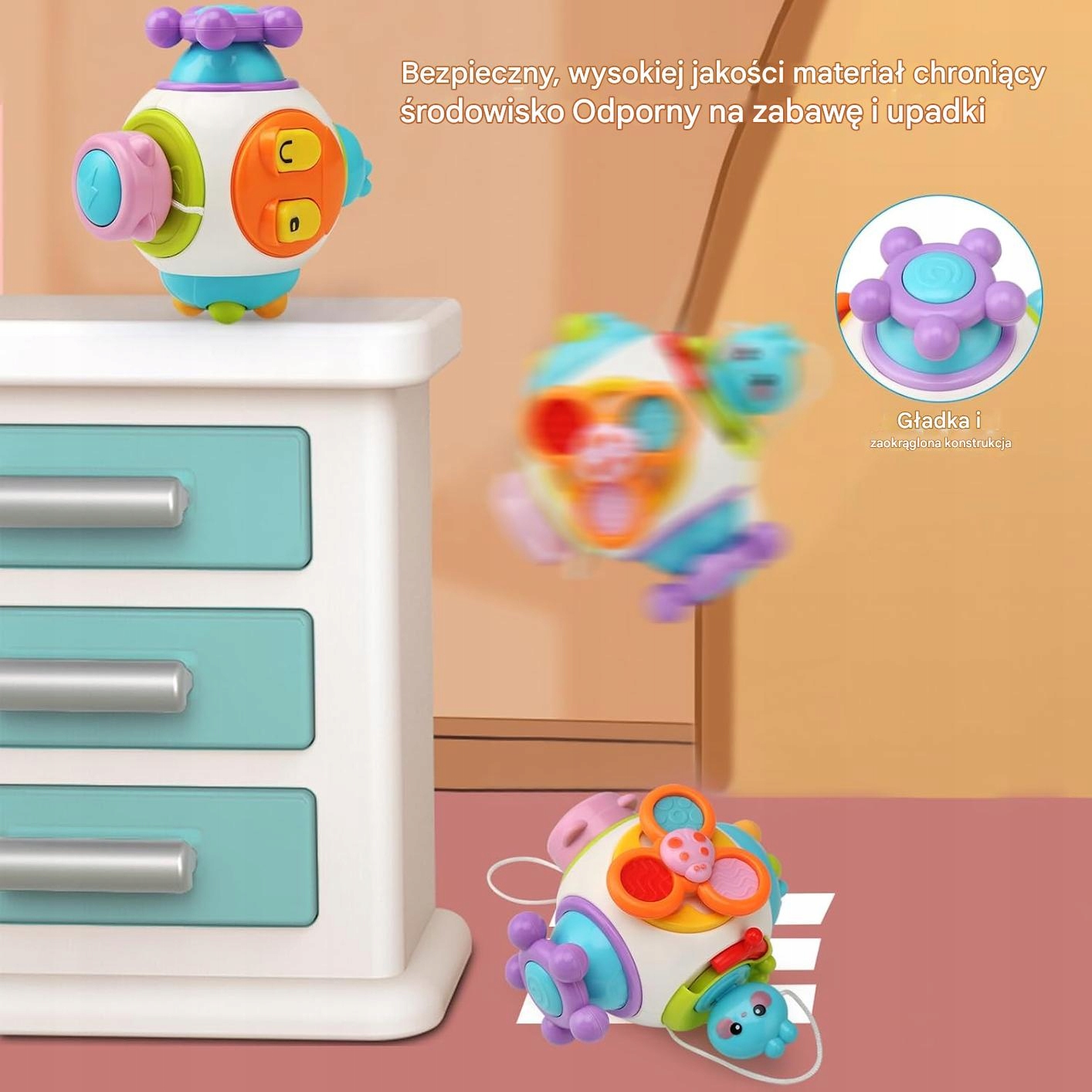 KOSTKA SENSORYCZNA EDUKACYJNA MANIPULACYJNA MONTESSORI 6w1 - obrazek 4