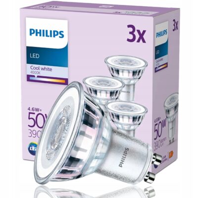 Żarówka LED Philips 3x GU10 4,6W =50W 4000K 390lm 36° 230V