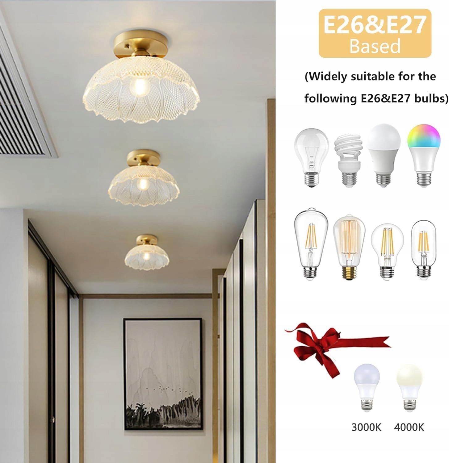 LAMPA SZKLANA WISZĄCA KRYSZTAŁOWA NOWOCZESNA LED Bravsekai regul. + ŻARÓWKA - obrazek 3