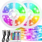 TAŚMA LED RGB 10M KOLOROWA NA PILOT 2x 5M WODOODPORNA PASEK SMD LEDY 230V