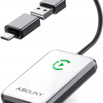 Adapter CarPlay Bezprzewodowy Asouny BY969T Plug & Play PREMIUM metal szkło