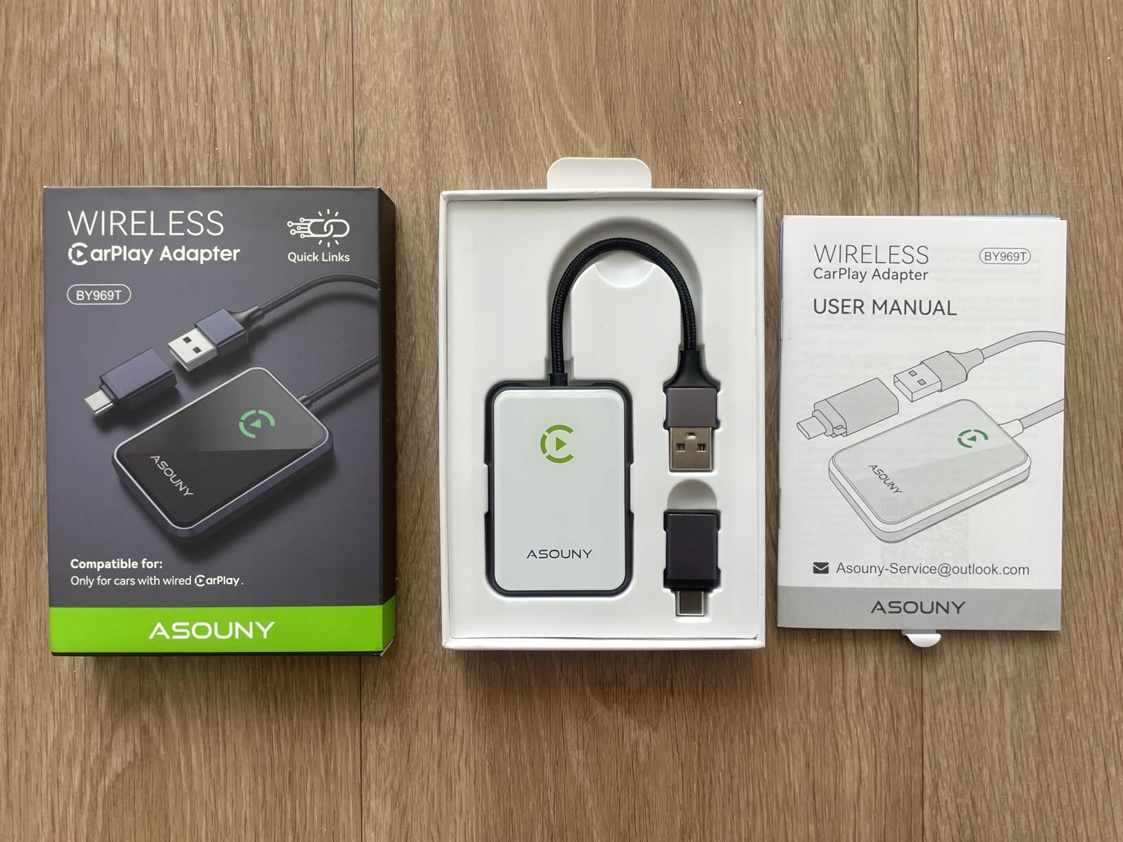 Adapter CarPlay Bezprzewodowy Asouny BY969T Plug & Play PREMIUM metal szkło - obrazek 2