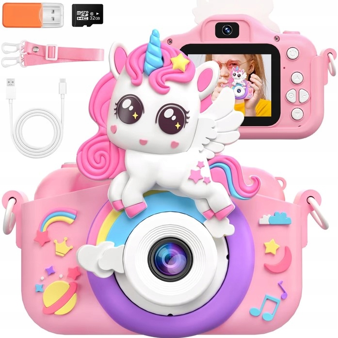 Aparat cyfrowy fotograficzny dla dzieci Gontence 1080p HD 2" karta SD 32GB