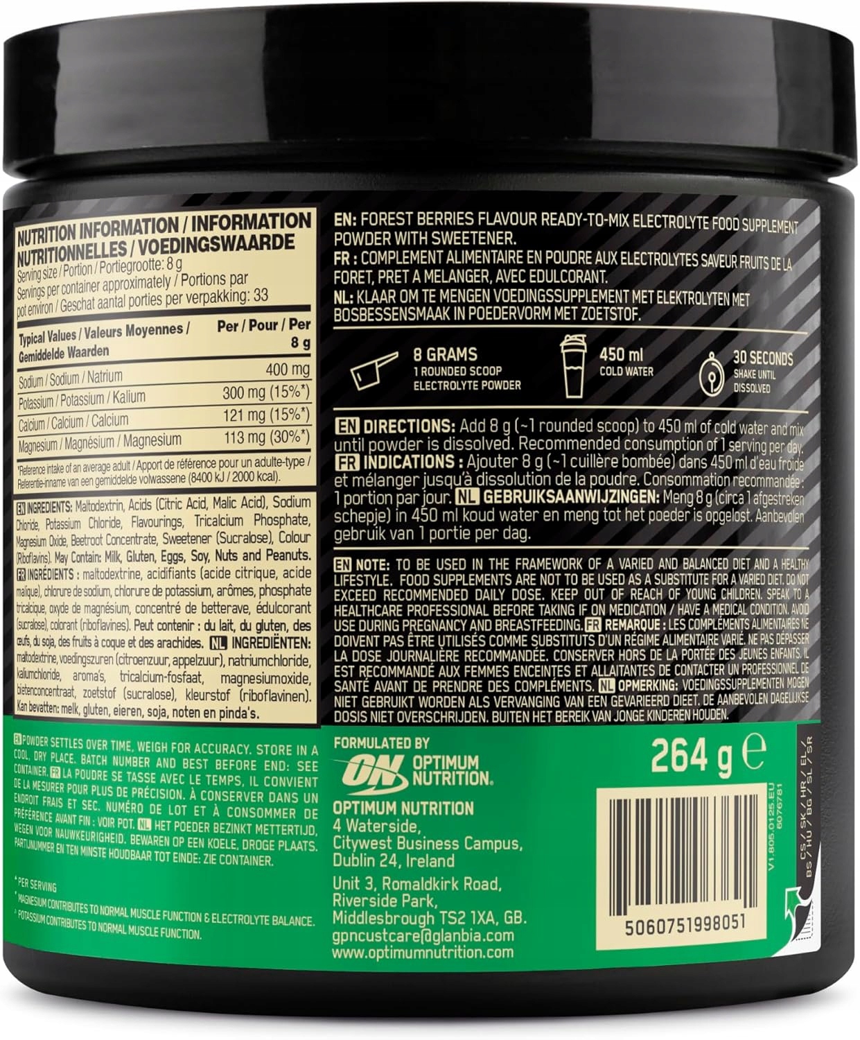 Optimum Nutrition Elektrolity w Proszku 264g - Owoce Leśne - 33 porcje - obrazek 3