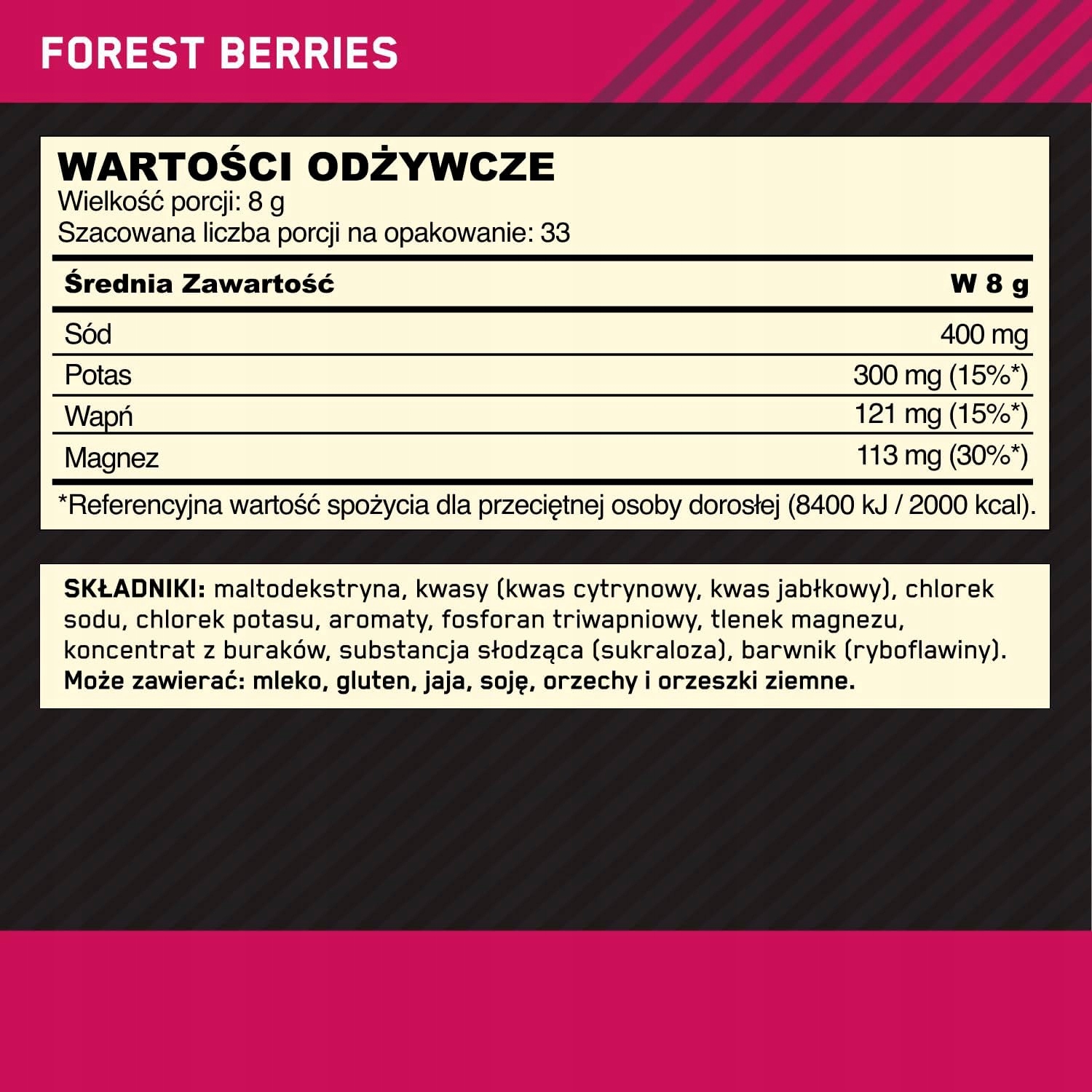 Optimum Nutrition Elektrolity w Proszku 264g - Owoce Leśne - 33 porcje - obrazek 4