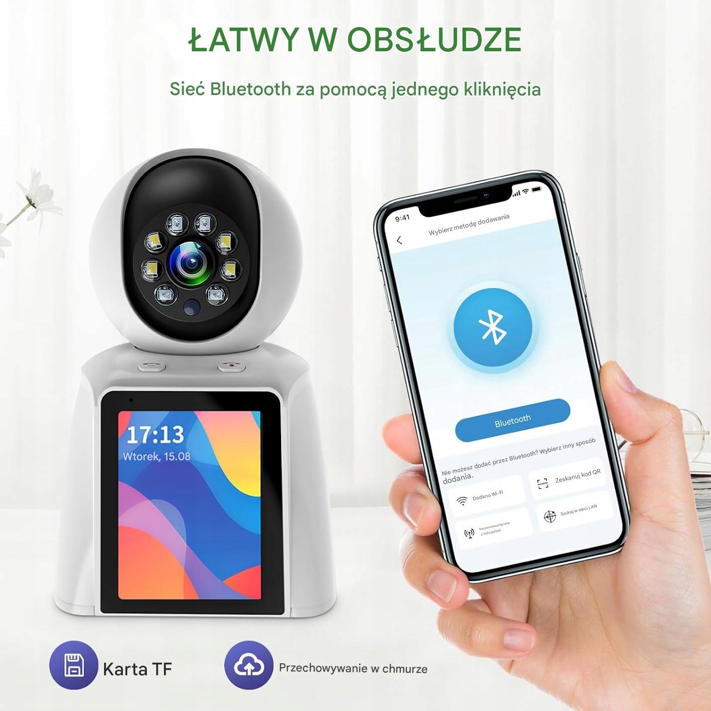 KAMERA WEWNĘTRZNA MONITORUJĄCA Z EKRANEM OSÓB STARSZYCH DZIECI WiFi 3MP 360 - obrazek 5