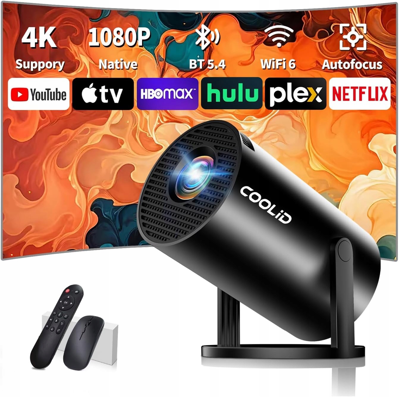 Projektor COOLID C2 Wi-Fi 6 Natywne 1080p Full HD Bluetooth Android HDMI - obrazek 2