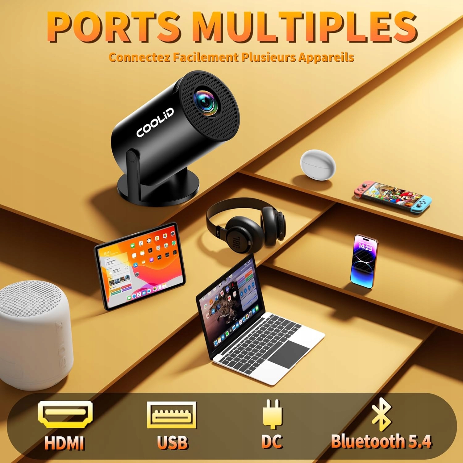 Projektor COOLID C2 Wi-Fi 6 Natywne 1080p Full HD Bluetooth Android HDMI - obrazek 3