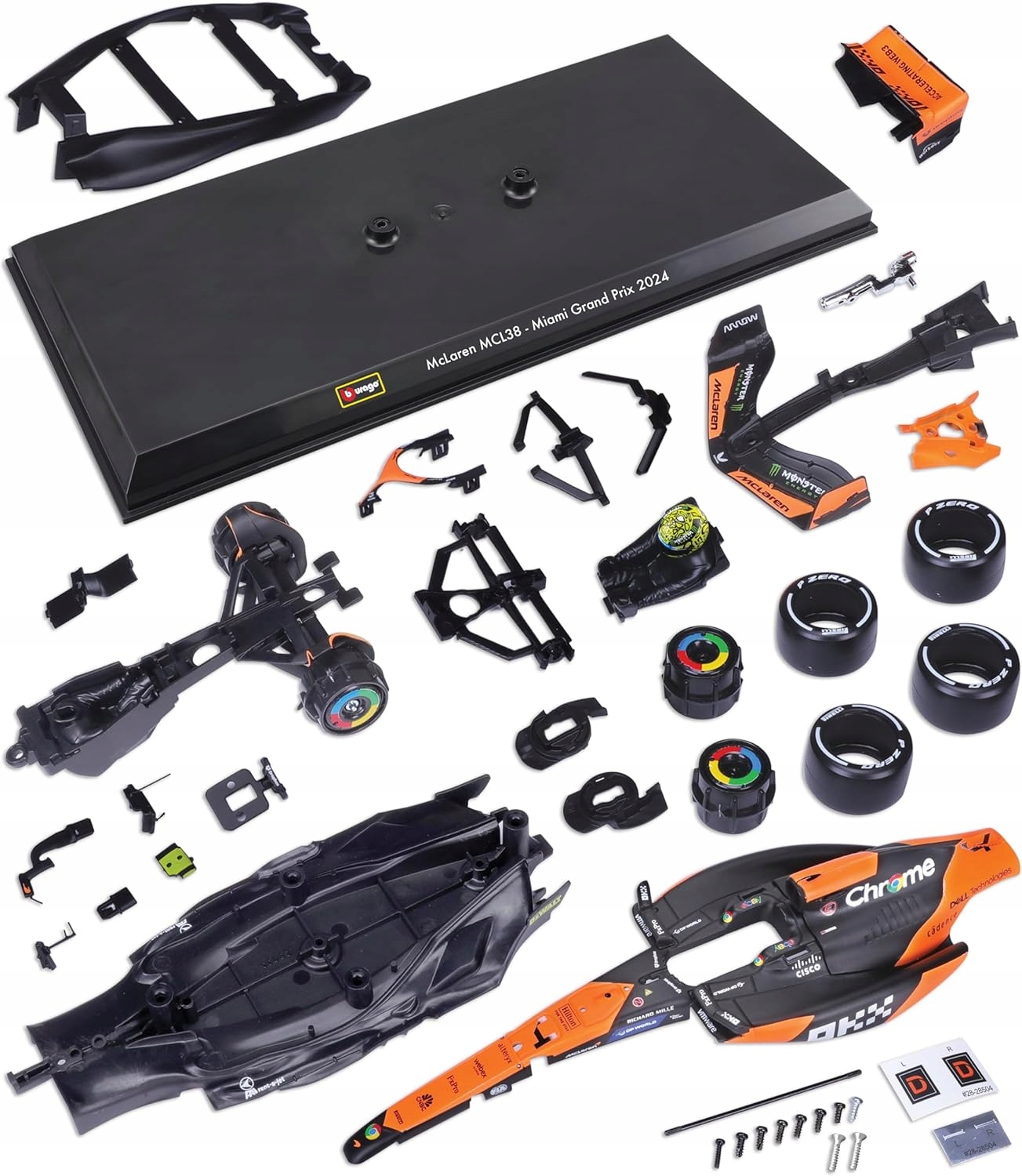 BOLID F1 McLaren MCL38 GP Miami Lando Norris 1:24 BBURAGO ZESTAW MODELARSKI - obrazek 4