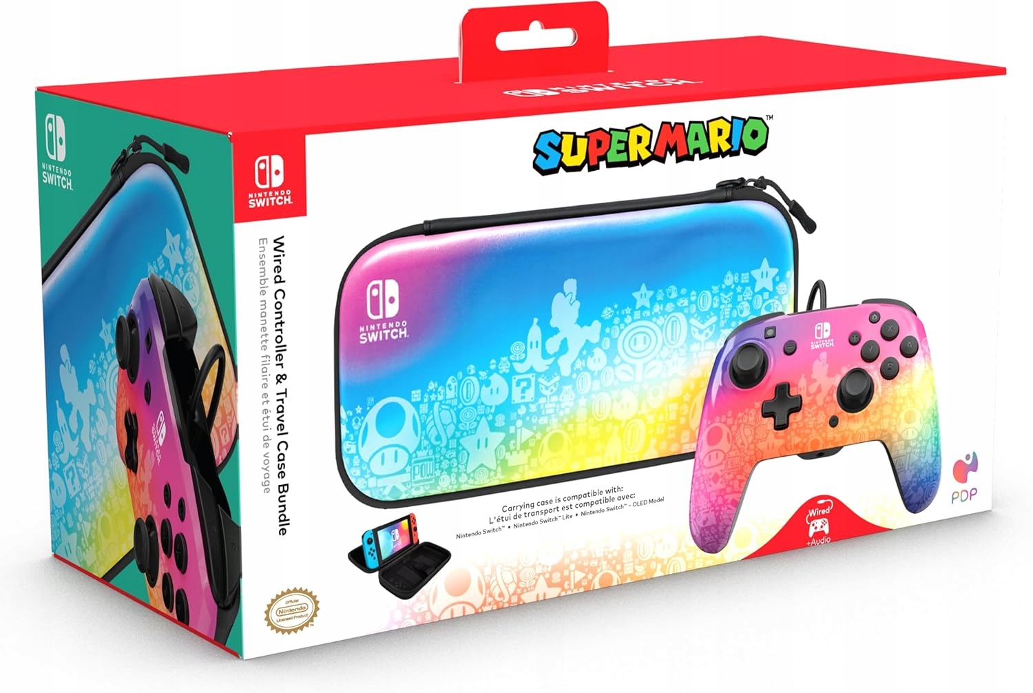 Pad Kontroler PDP REMATCH WIRED STAR SPECTRUM + Etui Case Bundle Nintendo
