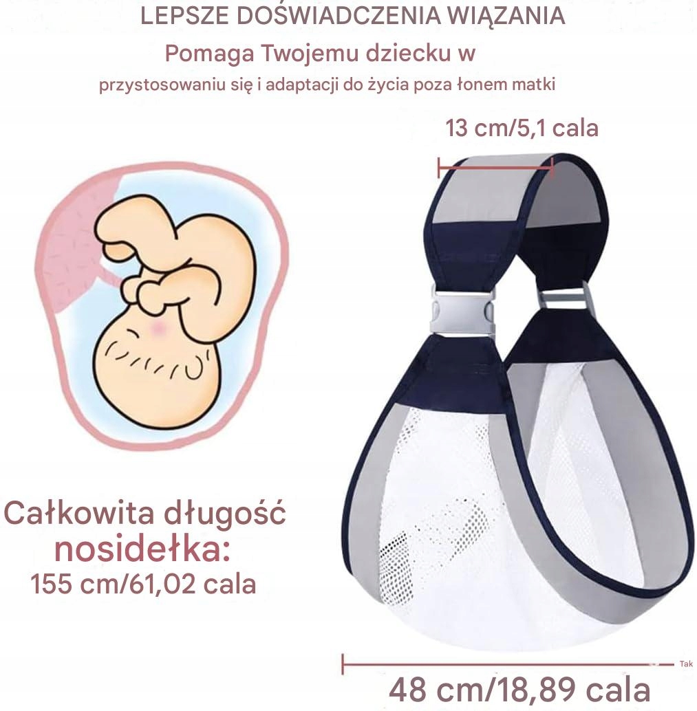 CHUSTA DO NOSZENIA NIEMOWLĄT DZIECI NOSIDŁO NOSIDEŁKO REGULOWANA SIATECZKA - obrazek 5