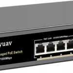 Przełącznik 6-portowy PoE Ztyuav Full Gigabit 75W VLAN SFP 6kV zabezpiecz.