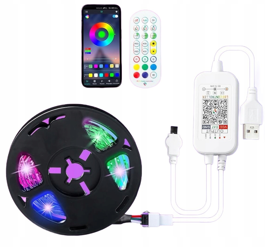 Taśma LED RGB listwa świetlna 5 m do TV 65–85 cali z aplikacją i pilotem