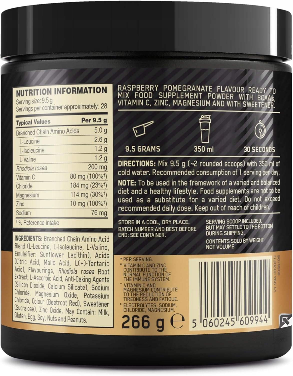 Gold Standard BCAA Optimum Nutrition 266 g malinowy - obrazek 2