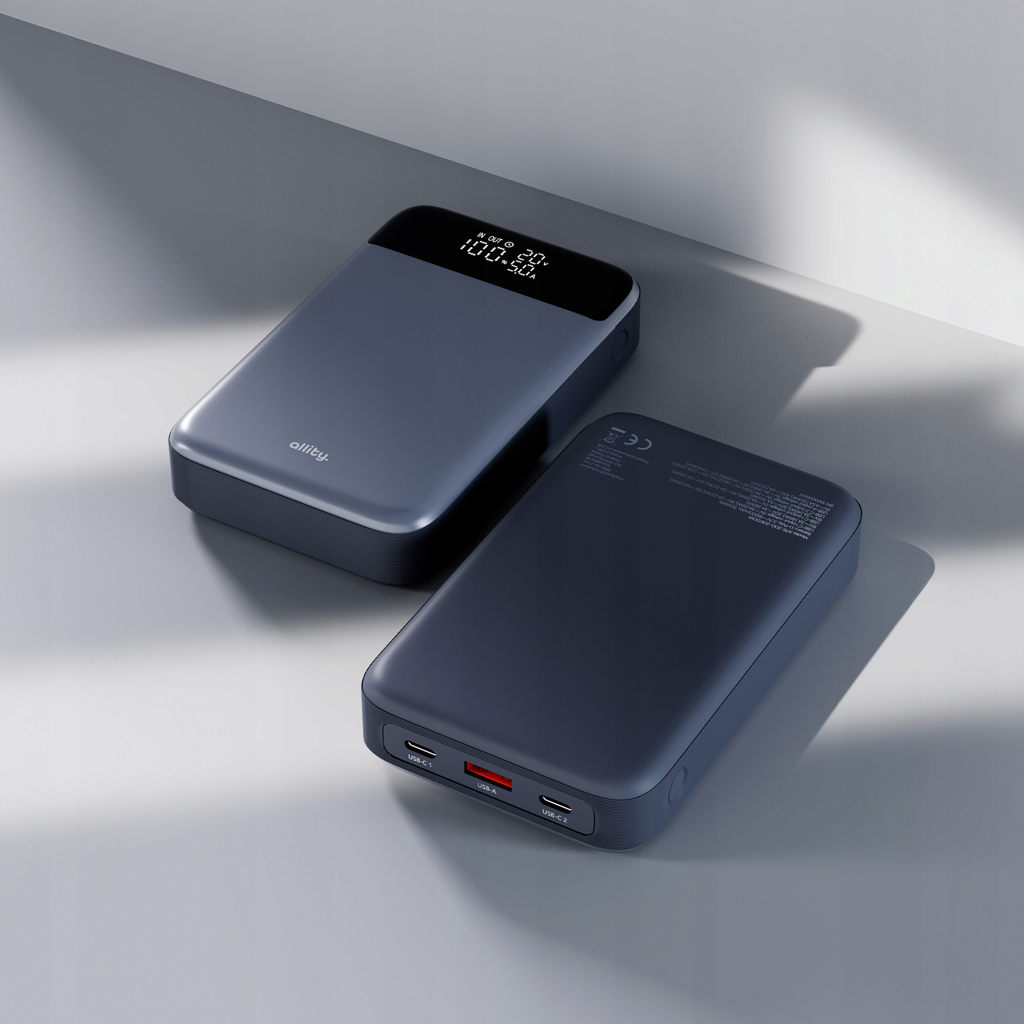 Allity power bank do laptopa APB-200 PD QC 130W 19200 mAh szary - obrazek 2