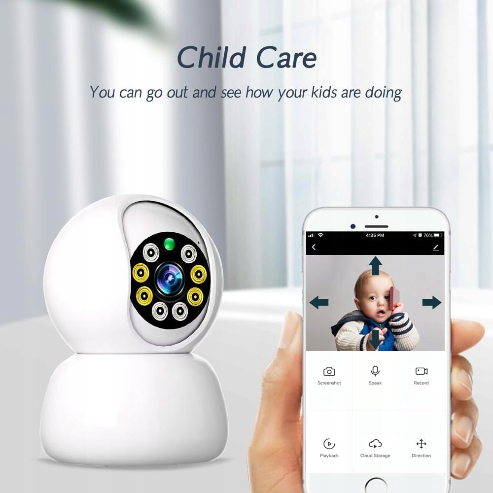 Niania elektroniczna Kamera IP WiFi obrotowa FHD 360° podczerwień detekcja - obrazek 3