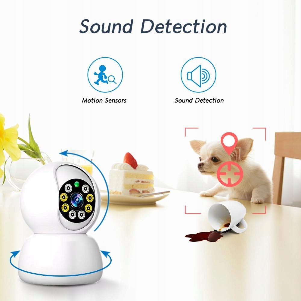 Niania elektroniczna Kamera IP WiFi obrotowa FHD 360° podczerwień detekcja - obrazek 5