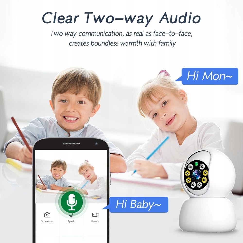 Niania elektroniczna Kamera IP WiFi obrotowa FHD 360° podczerwień detekcja - obrazek 6