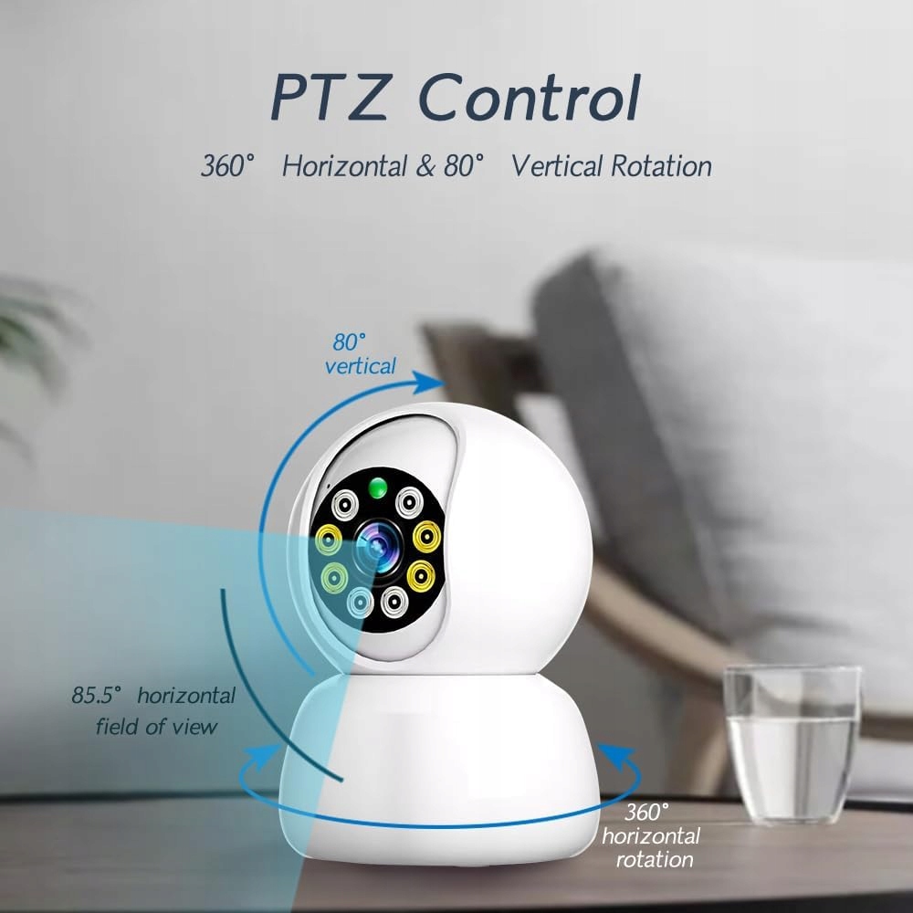Niania elektroniczna Kamera IP WiFi obrotowa FHD 360° podczerwień detekcja - obrazek 9