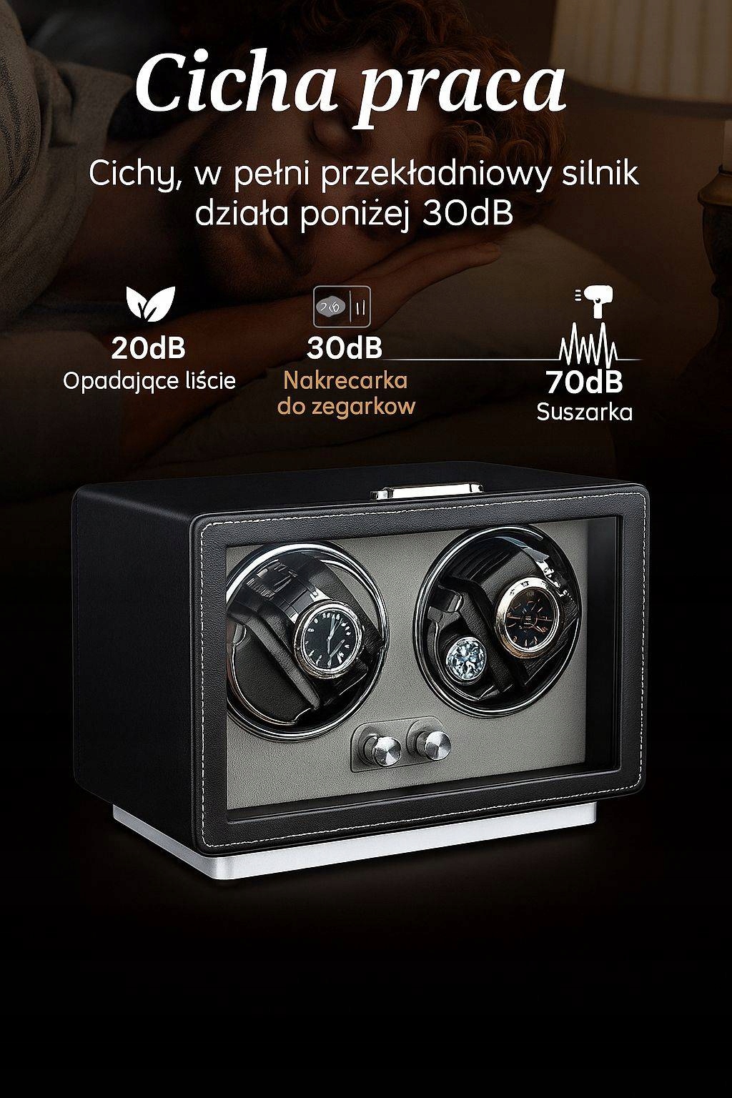 ROTOMAT SZKATUŁKA NA 4 ZEGARKI AUTOMATYCZNY EKOSKÓRA GABLOTKA PREMIUM 32x23 - obrazek 3