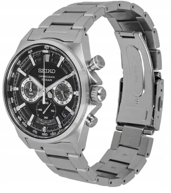 Seiko Męski analogowy zegarek kwarcowy z metalową bransoletką SSB397P1 - obrazek 5