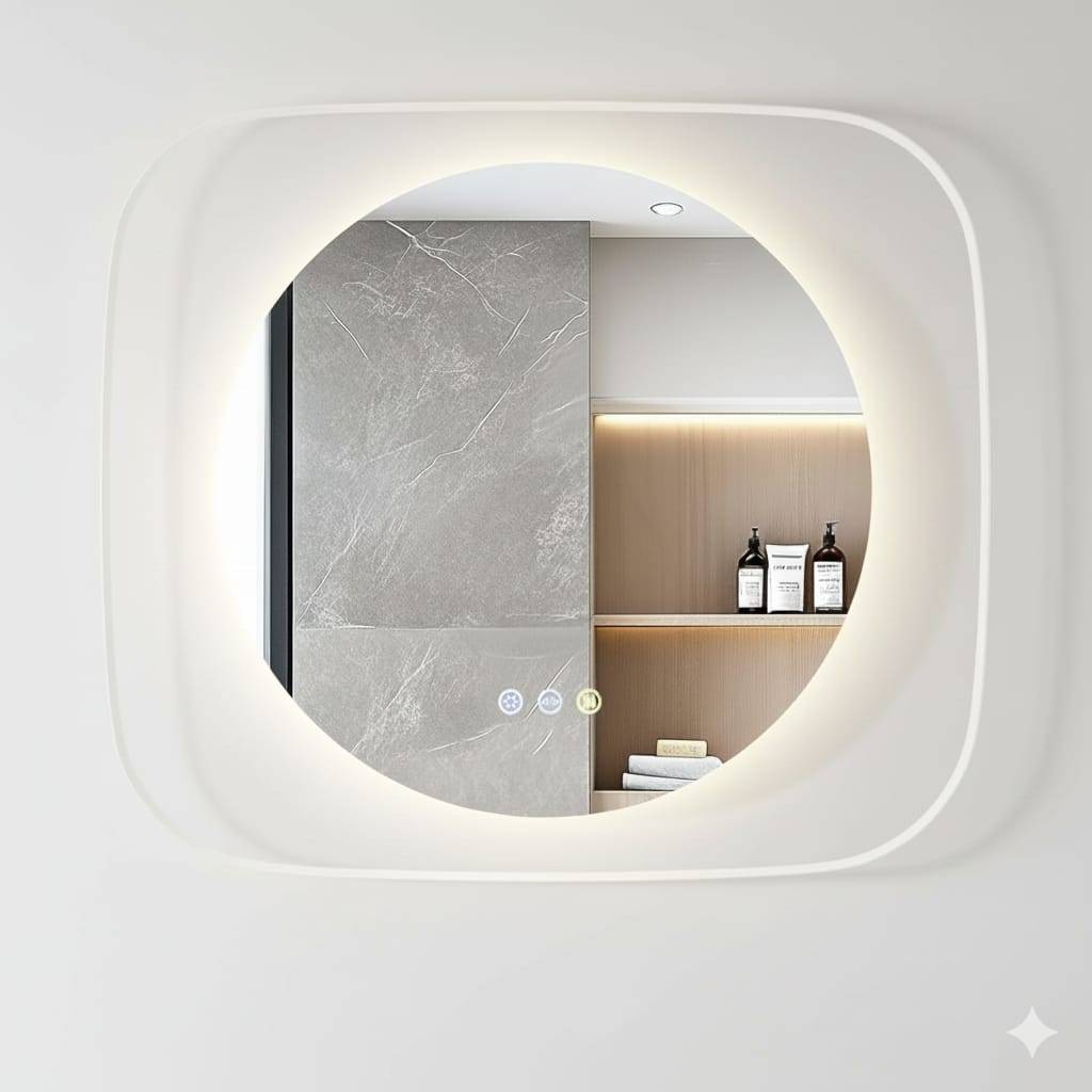 LUSTRO ŁAZIENKOWE LED 60 PODŚWIETLANE ANTI FOG DOTYKOWE 3 BARWY 80 x 70
