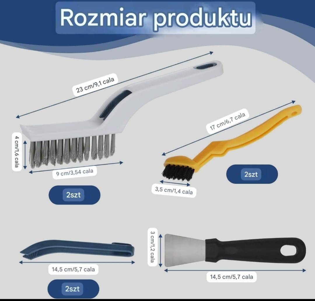 Szczotka do czyszczenia fug ZESTAW SZCZOTEK Szczotki + Skrobak 2W1 5szt - obrazek 2