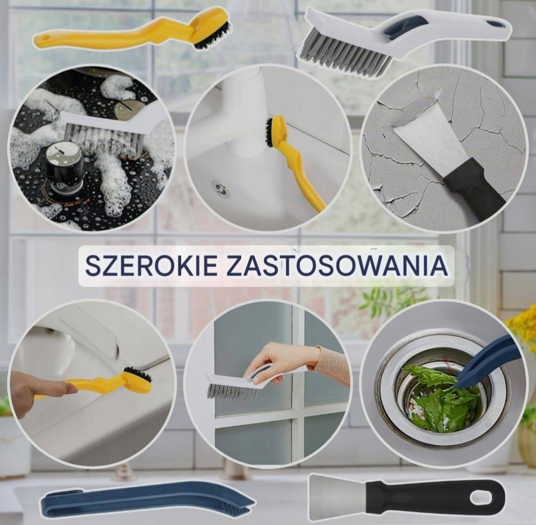 Szczotka do czyszczenia fug ZESTAW SZCZOTEK Szczotki + Skrobak 2W1 5szt - obrazek 3
