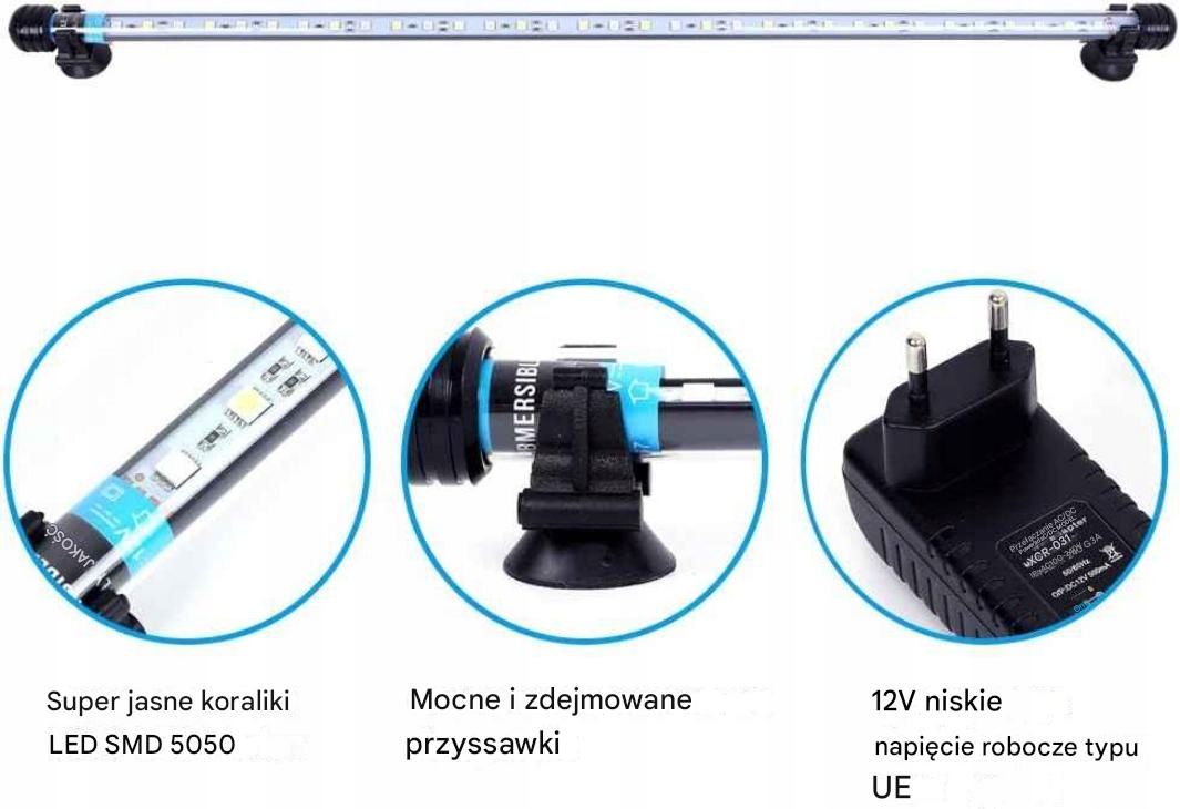 Oświetlenie do akwarium LED 57 cm niebiesko białe - obrazek 2