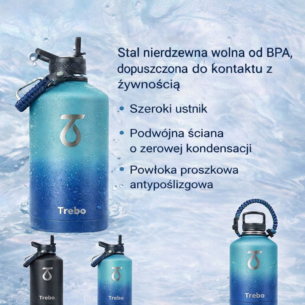 DUŻY WIELKI Termos Kubek Termiczny Bidon Butelka Trebo 3785 ml SURVIVAL - obrazek 4