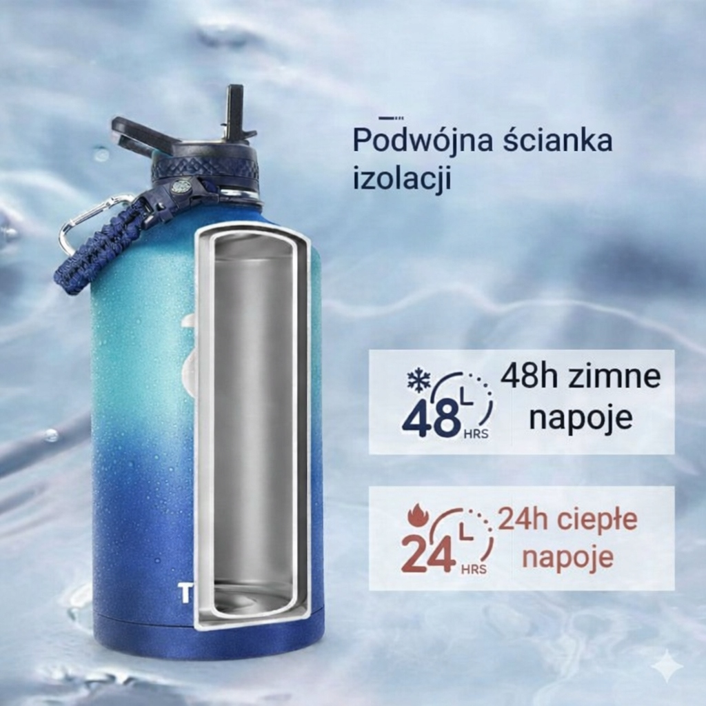 DUŻY WIELKI Termos Kubek Termiczny Bidon Butelka Trebo 3785 ml SURVIVAL - obrazek 5