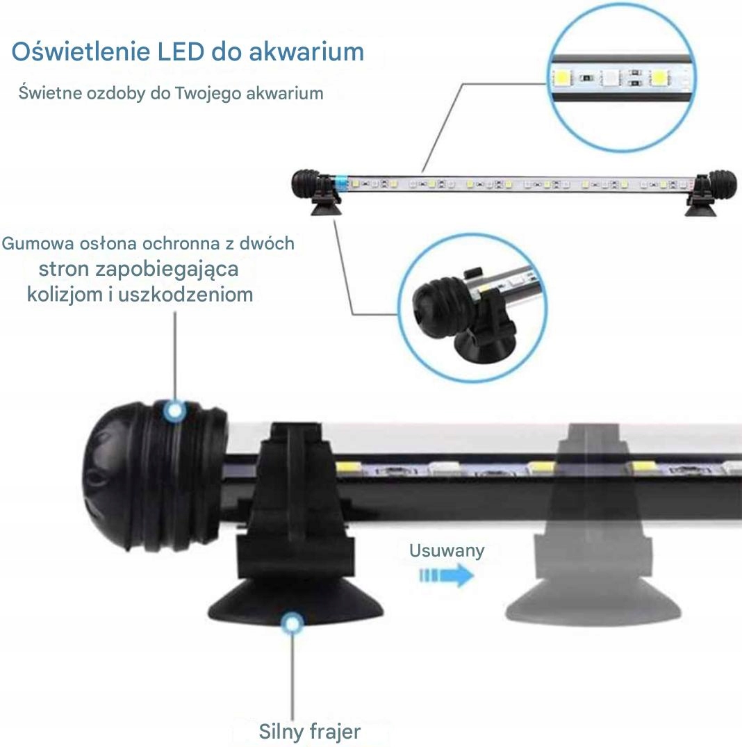 Lampa akwariowa LED 18cm biały+niebieski - obrazek 5