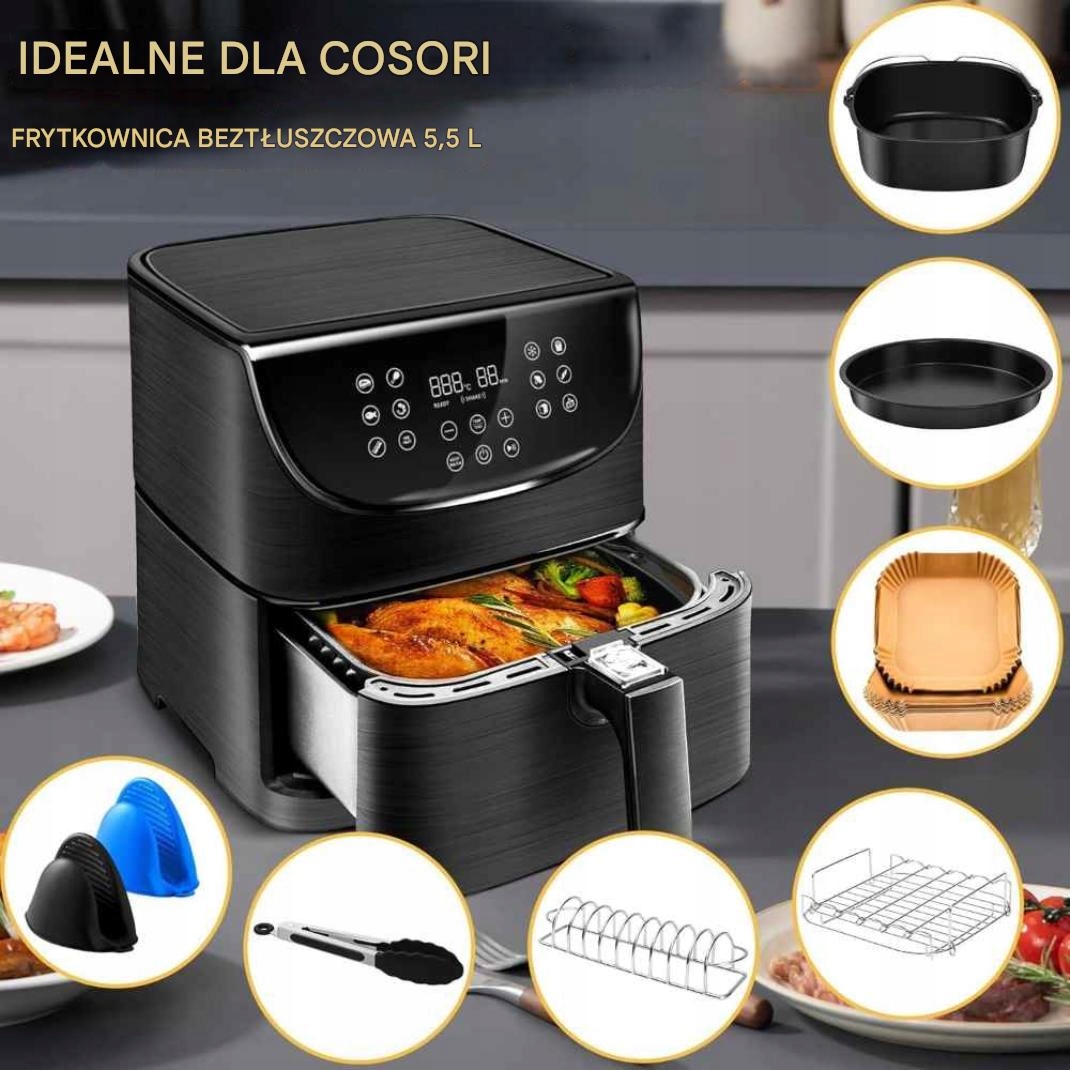 Zestaw akcesoriów do frytkownicy beztłuszczowej Air Fryer BPA FREE +WKŁADY - obrazek 2