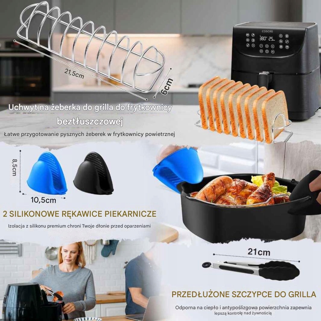 Zestaw akcesoriów do frytkownicy beztłuszczowej Air Fryer BPA FREE +WKŁADY - obrazek 4