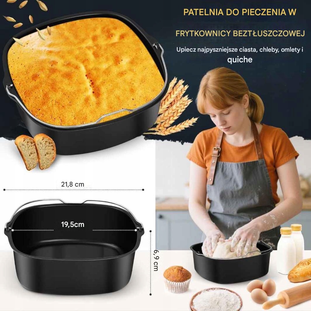 Zestaw akcesoriów do frytkownicy beztłuszczowej Air Fryer BPA FREE +WKŁADY - obrazek 5