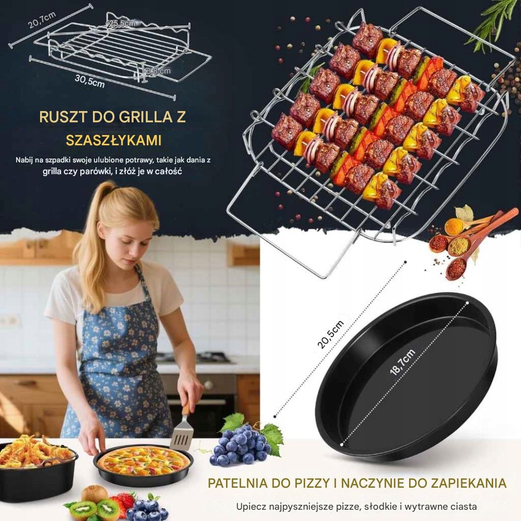 Zestaw akcesoriów do frytkownicy beztłuszczowej Air Fryer BPA FREE +WKŁADY - obrazek 6