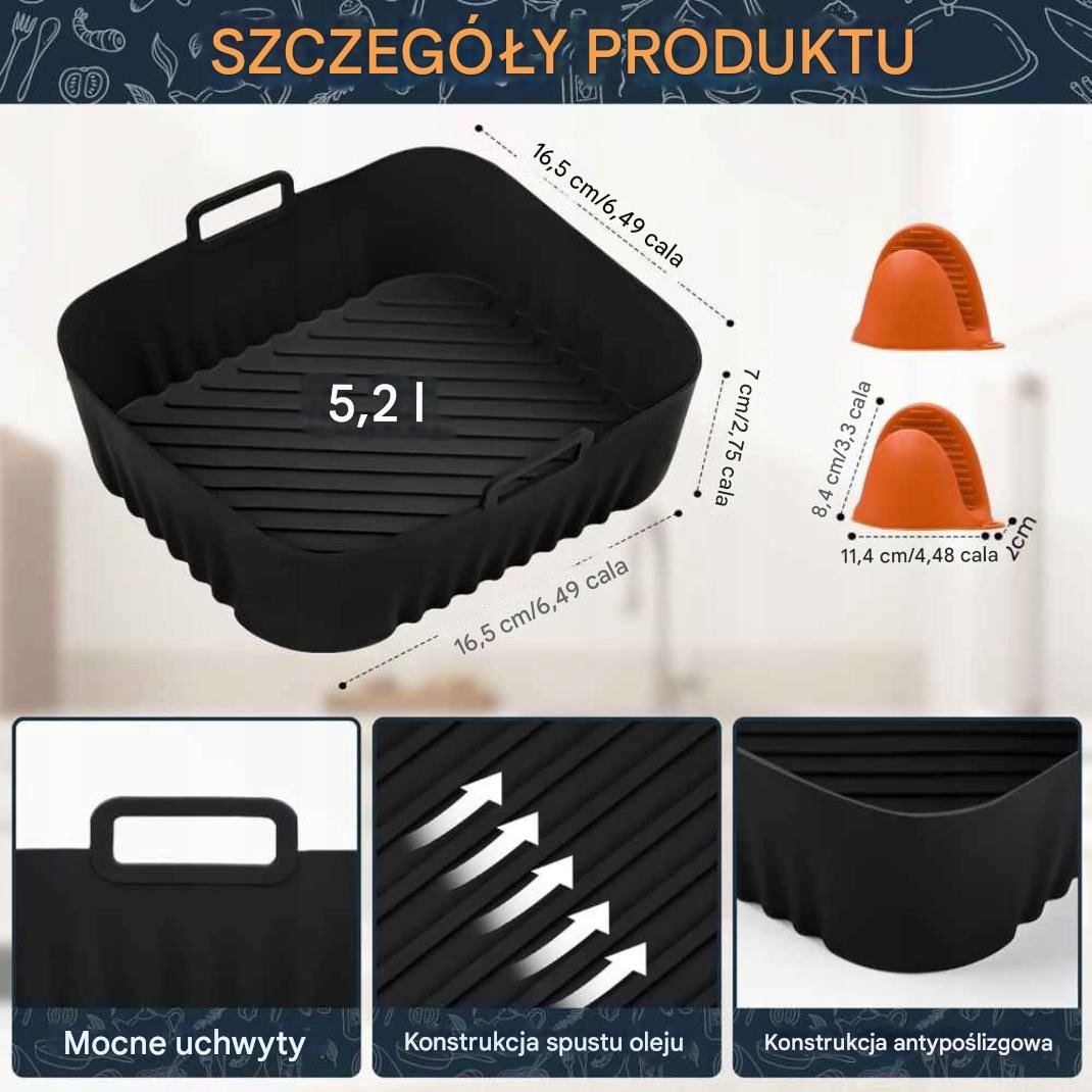 Akcesoria do frytkownicy silikonowe 16,5x16,5 Philips BPA Free x2 Airfryer - obrazek 2