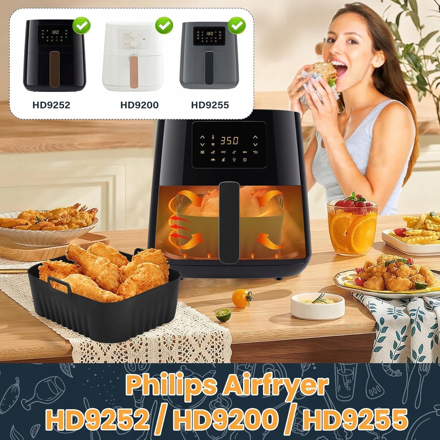Akcesoria do frytkownicy silikonowe 16,5x16,5 Philips BPA Free x2 Airfryer - obrazek 5